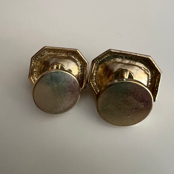 Gold tone jewel studded royal elegant fancy cufflink set - Picture 5 of 6